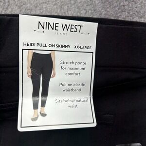Nine West Heidi Pull On Skinny Black Stretch Pants XXL Womens New Stretch Ponte